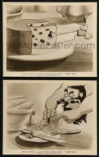 2x784 GIANTLAND 2 8x10 stills 1933 Disney, Mickey in big wheel of cheese & biting giant's finger!