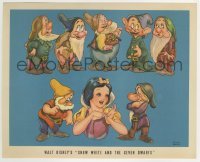 2x617 SNOW WHITE & THE SEVEN DWARFS herald 1937 color art portrait of all the title characters!