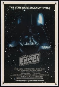 2x008 EMPIRE STRIKES BACK linen studio style advance 1sh 1980 George Lucas, Darth Vader in space!