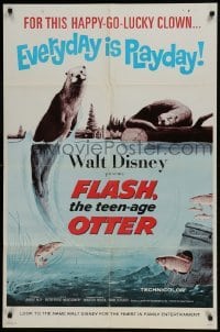 2x284 FLASH THE TEEN-AGE OTTER 1sh 1965 Walt Disney, great art of happy-go-lucky otter by Wenzel!