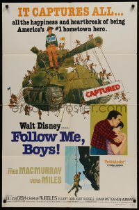 2x285 FOLLOW ME BOYS 1sh R1976 Fred MacMurray leads Boy Scouts, Kurt Russell, Walt Disney!