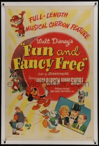2x201 FUN & FANCY FREE linen 1sh 1947 Disney, Mickey, Donald, Goofy, Edgar Bergen, Charlie McCarthy