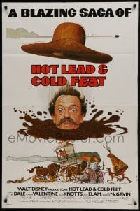 2x291 HOT LEAD & COLD FEET 1sh 1978 Disney, wacky art of Don Knotts in mud from the neck down!