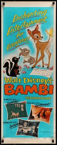 2x232 BAMBI insert R1966 Walt Disney cartoon classic, great art with Thumper & Flower!