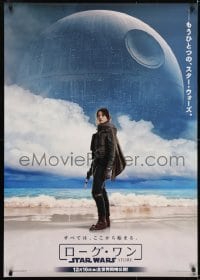 2x053 ROGUE ONE teaser Japanese 29x41 2016 Star Wars Story, Felicity Jones on beach by Death Star!