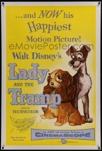 2x203 LADY & THE TRAMP linen 1sh 1955 Walt Disney romantic canine dog classic cartoon!