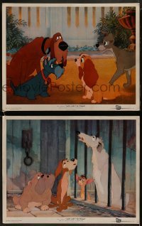 2x546 LADY & THE TRAMP 2 LCs 1955 Walt Disney cartoon canine classic, great scenes!