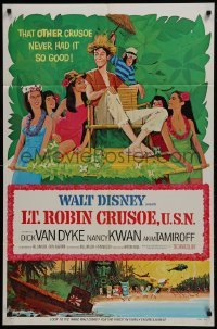 2x304 LT. ROBIN CRUSOE, U.S.N. style A 1sh 1966 Disney, cool art of Dick Van Dyke w/Nancy Kwan!