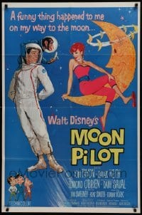 2x312 MOON PILOT 1sh 1962 Disney, Tom Tryon, Dany Saval, wacky space man and moon girl art!
