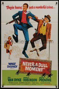2x316 NEVER A DULL MOMENT style A 1sh 1968 Disney, art of wacky Dick Van Dyke, Edward G. Robinson!