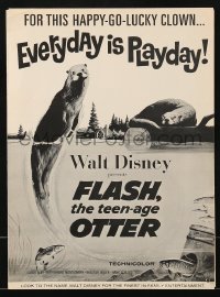 2x556 FLASH THE TEEN-AGE OTTER pressbook 1965 Walt Disney, great art of happy-go-lucky otter!