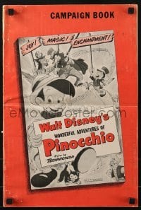 2x565 PINOCCHIO pressbook R1954 Disney classic cartoon about a wooden boy who wants to be real!