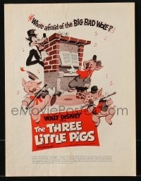 2x569 THREE LITTLE PIGS pressbook R1968 Disney cartoon, includes cool re-release one-sheet images!