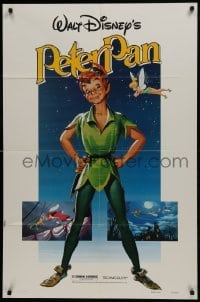 2x329 PETER PAN 1sh R1982 Walt Disney animated cartoon fantasy classic, great full-length art!