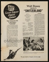 2x588 SWITZERLAND press sheet R1970s Walt Disney People and Places documentary short subject!