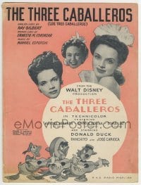 2x594 THREE CABALLEROS sheet music 1944 Donald Duck, Panchito & Joe Carioca, the title song!