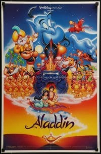2x609 ALADDIN 18x27 special poster 1992 classic Walt Disney Arabian fantasy cartoon, cast montage!