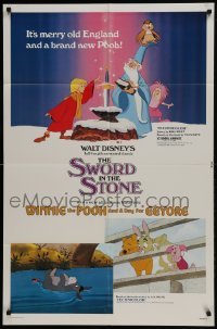 2x357 SWORD IN THE STONE/WINNIE POOH & A DAY FOR EEYORE 1sh 1983 Disney cartoon double-bill!