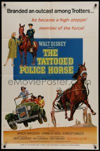 2x359 TATTOOED POLICE HORSE 1sh 1964 wacky art of harness horse racing & old car!