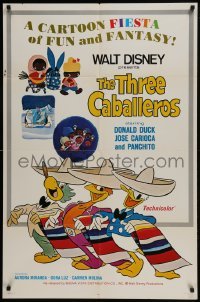2x361 THREE CABALLEROS 1sh R1977 Disney, cartoon art of Donald Duck, Panchito & Joe Carioca!