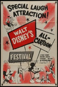 2x369 WALT DISNEY'S ALL-CARTOON FESTIVAL style A 1sh 1953 Donald Duck, Mickey Mouse & more!