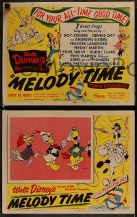 2x489 MELODY TIME 8 LCs 1948 Walt Disney, cool cartoon art of Pecos Bill, Little Toot, rare!