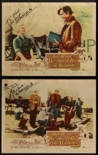 2x544 WESTWARD HO THE WAGONS 3 LCs 1957 two signed by Kathleen Crowley, Disney adventure, Parker!