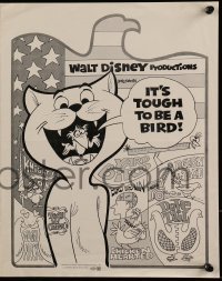 2x239 IT'S TOUGH TO BE A BIRD pressbook 1970 rare Disney cartoon, wacky animal art!