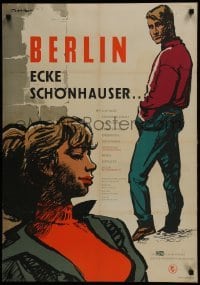 2y197 BERLIN SCHONHAUSER CORNER East German 23x33 1957 Gerhard Klein, cool art of man and woman!