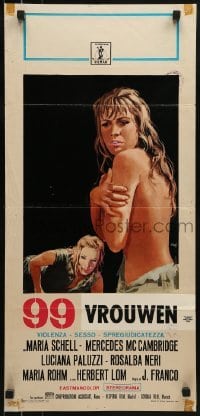 2y895 99 WOMEN Italian locandina 1969 Jess Franco's 99 Mujeres, different Mos art of topless Maria Schell!