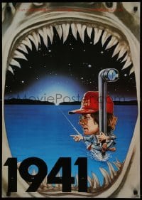 2y601 1941 teaser Japanese 1980 wacky art of Steven Spielberg w/periscope & Jaws shark teeth!