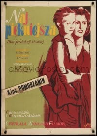 2y708 BELLISSIMA Polish 25x34 1954 directed by Visconti, Anna Magnani, Tadeusz Gronowski art!