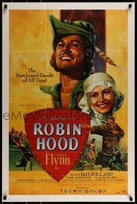 2z859 ADVENTURES OF ROBIN HOOD 24x36 video poster R1991 Flynn & Olivia De Havilland by Rodriguez!