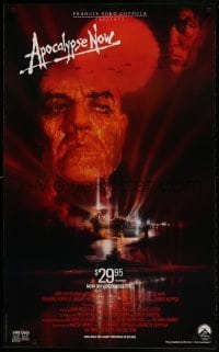 2z865 APOCALYPSE NOW 23x37 video poster R1987 Coppola, classic Bob Peak art of Brando and Sheen!