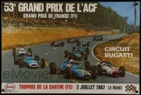 2z604 53E GRAND PRIX DE L'ACF 16x24 French special poster 1967 image of cars racing on race track!