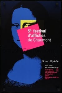 2z308 5E FESTIVAL D'AFFICHES DE CHAUMONT 16x24 French museum/art exhibition 1994 Mona Lisa, Widmer!