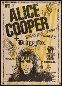 2z245 ALICE COOPER 28x39 Belgian music poster 1989 Alice Cooper Trashes Your Country! Tour!