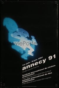 2z103 ANNECY 91 16x24 French film festival poster 1991 puppet projected on the wall by Ruedi Baur!