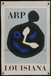 2z312 ARP LOUISIANA 24x35 museum/art exhibition 1962 wild art of a face of a clock by Jean Arp!