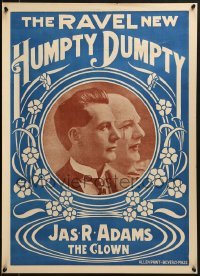 2z050 RAVEL NEW HUMPTY DUMPTY 21x29 stage poster 1900s close-up portrait of clown James R. Adams!