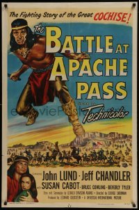 3b067 BATTLE AT APACHE PASS 1sh 1952 John Lund, Jeff Chandler, Geronimo & Cochise!