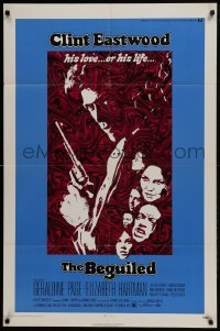 3b071 BEGUILED 1sh 1971 cool psychedelic art of Clint Eastwood & Geraldine Page, Don Siegel