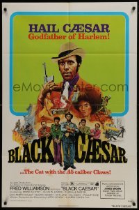 3b084 BLACK CAESAR 1sh 1973 AIP Williamson blaxploitation, Godfather of Harlem art by G. Akimoto!