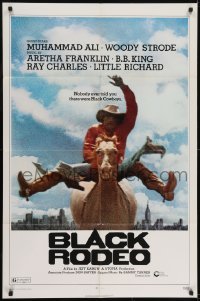 3b088 BLACK RODEO 1sh 1972 Muhammad Ali, Woody Strode, black cowboy on horse in city image!
