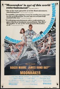 3b007 MOONRAKER reviews 1sh 1979 Roger Moore as James Bond & sexy space babes by Daniel Goozee!