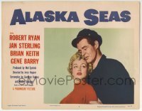 3c252 ALASKA SEAS LC #8 1954 romantic close up of Robert Ryan & sexy Jan Sterling!