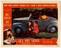 3c257 ALL MY SONS LC #4 1948 distressed Burt Lancaster & Horton crouching by convertible car!