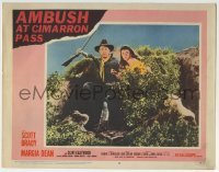 3c262 AMBUSH AT CIMARRON PASS LC #6 1958 Margia Dean & soldier Scott Brady hiding in bushes!