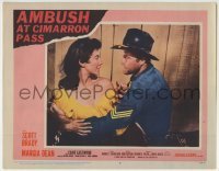 3c263 AMBUSH AT CIMARRON PASS LC #7 1958 close up of Margia Dean manhandled by soldier Scott Brady!