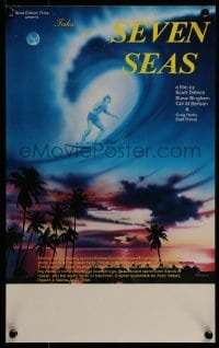 3f019 TALES OF THE SEVEN SEAS Aust special poster 1981 cool surfing image and art of surfer in sky!